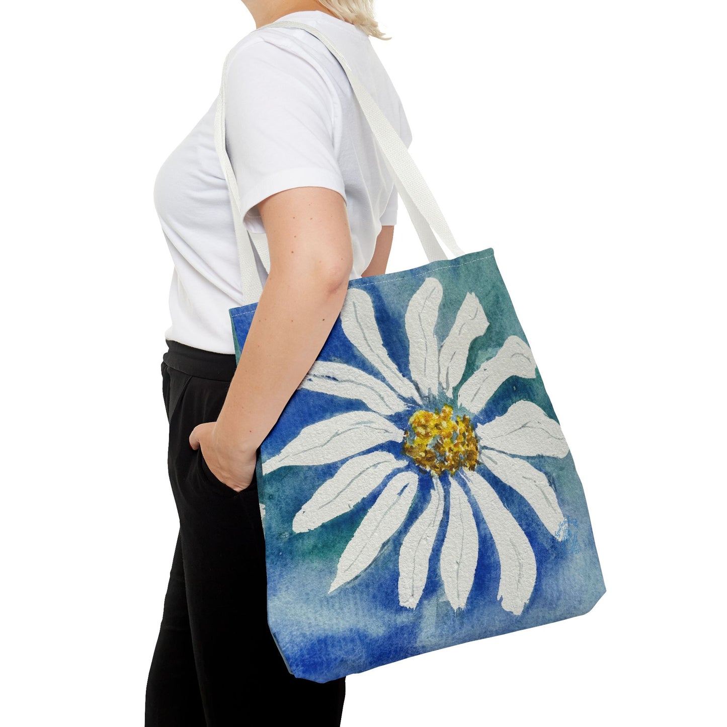 White Daisy Painting Tote Bag | Floral Watercolor Art