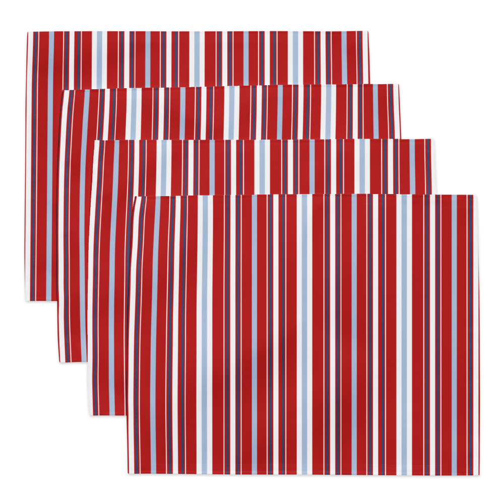 Americana Cabana Stripe Placemats Red White Blue Patriotic Table Mats Set (4)