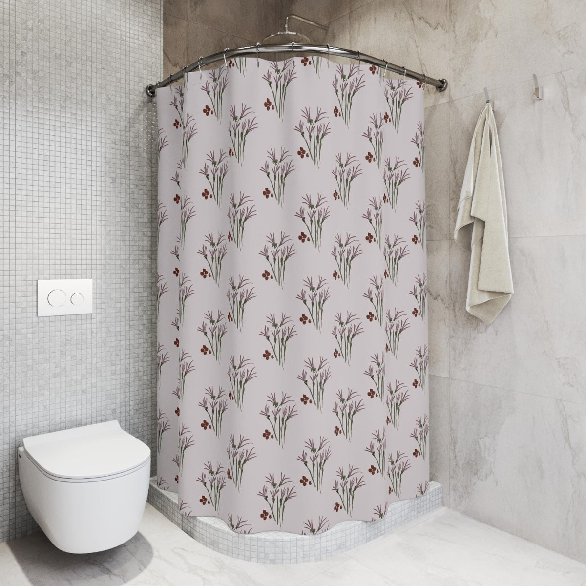 Floral Shower Curtain: Elegant Vintage Style Bathroom Decor Mauves Home Fashion for Nature Lovers