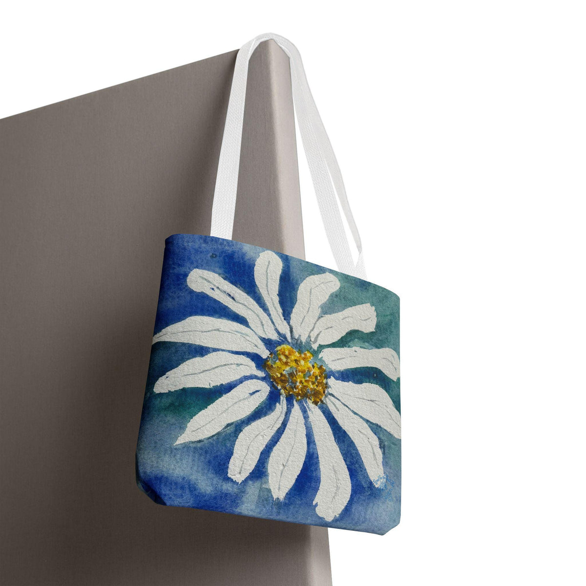 White Daisy Painting Tote Bag | Floral Watercolor Art