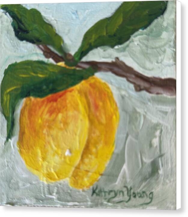 Ripe and Ready Peach Branch Canvas Print — White wrap