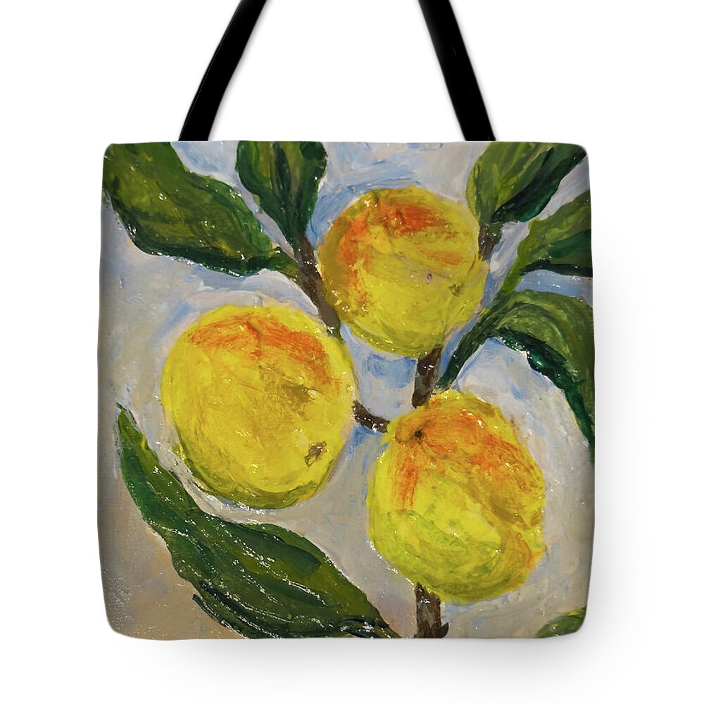 Soft Light in the Orchard Peach Branch Tote Bag — 18" x 18"