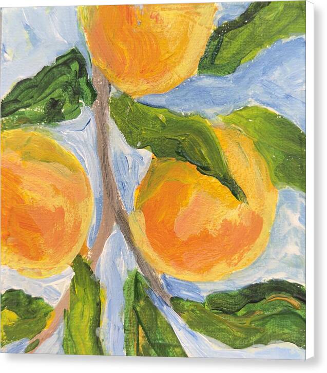 Where the Sun Found Them Peach Branch Canvas Print — White wrap