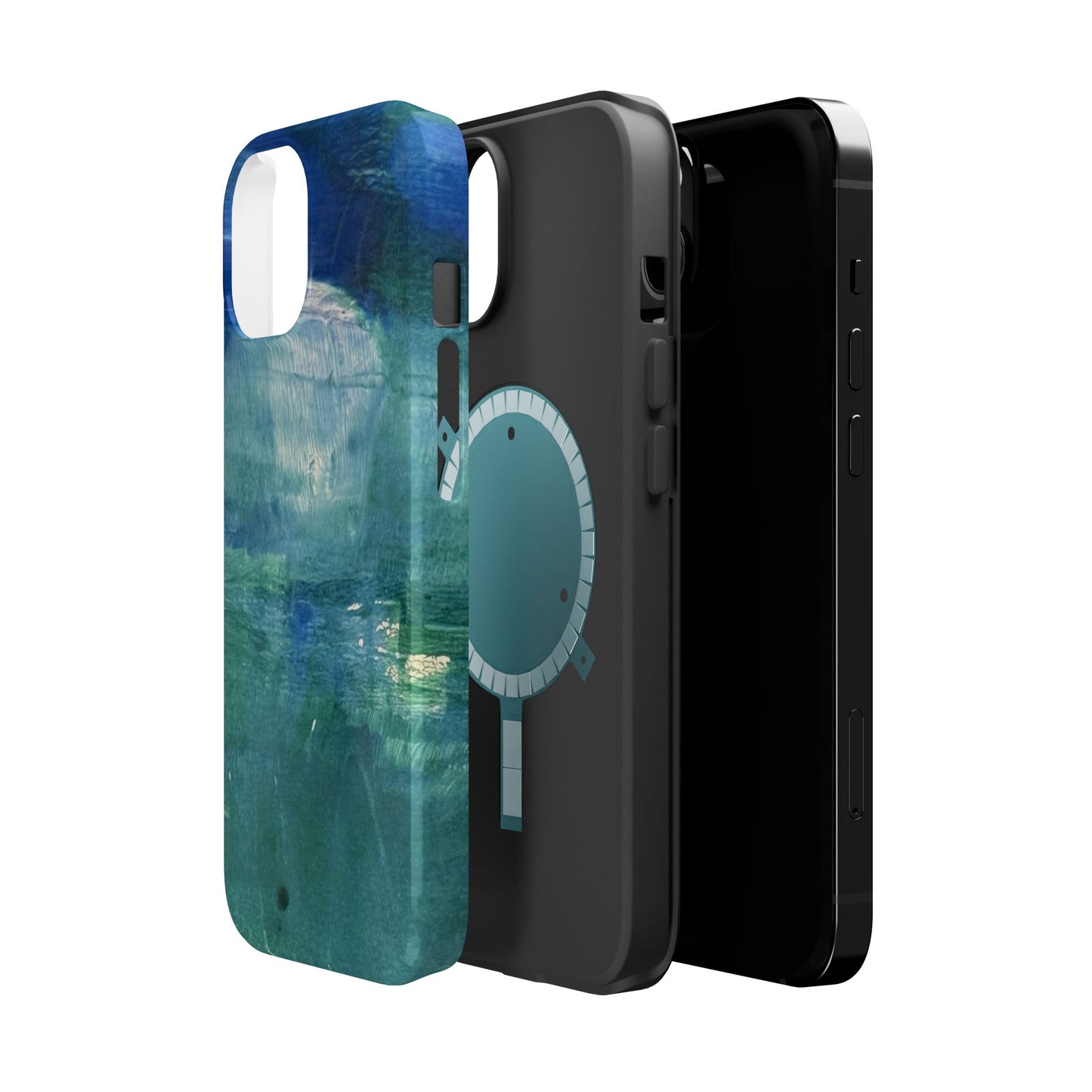 Where the Water Sleeps Magnetic Impact-Resistant Phone Case — Abstract Ocean Blue Art Blues Teal Green