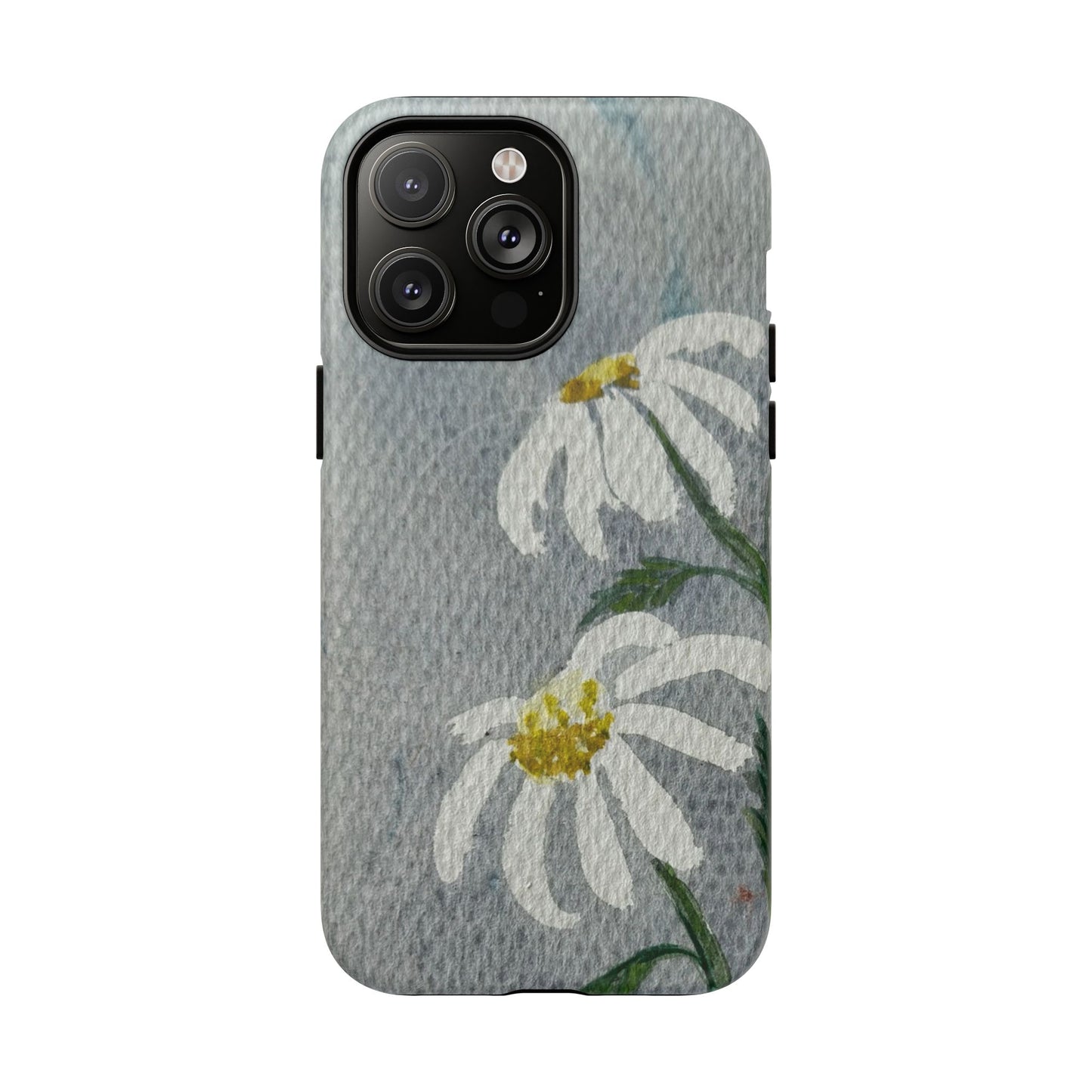 Phone case with floral design on a gray background