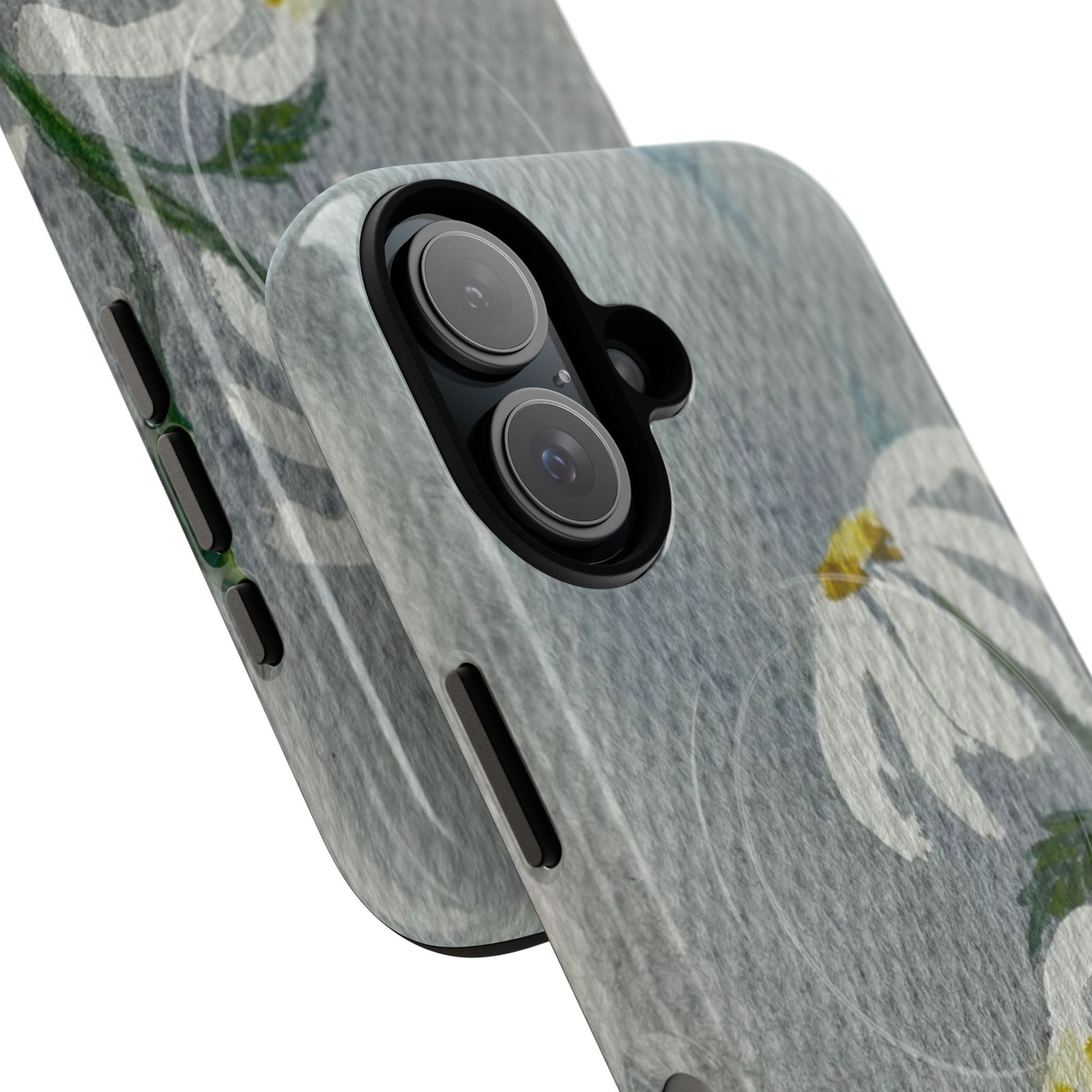 botanical iphone case with simple daisy composition and watercolor texture