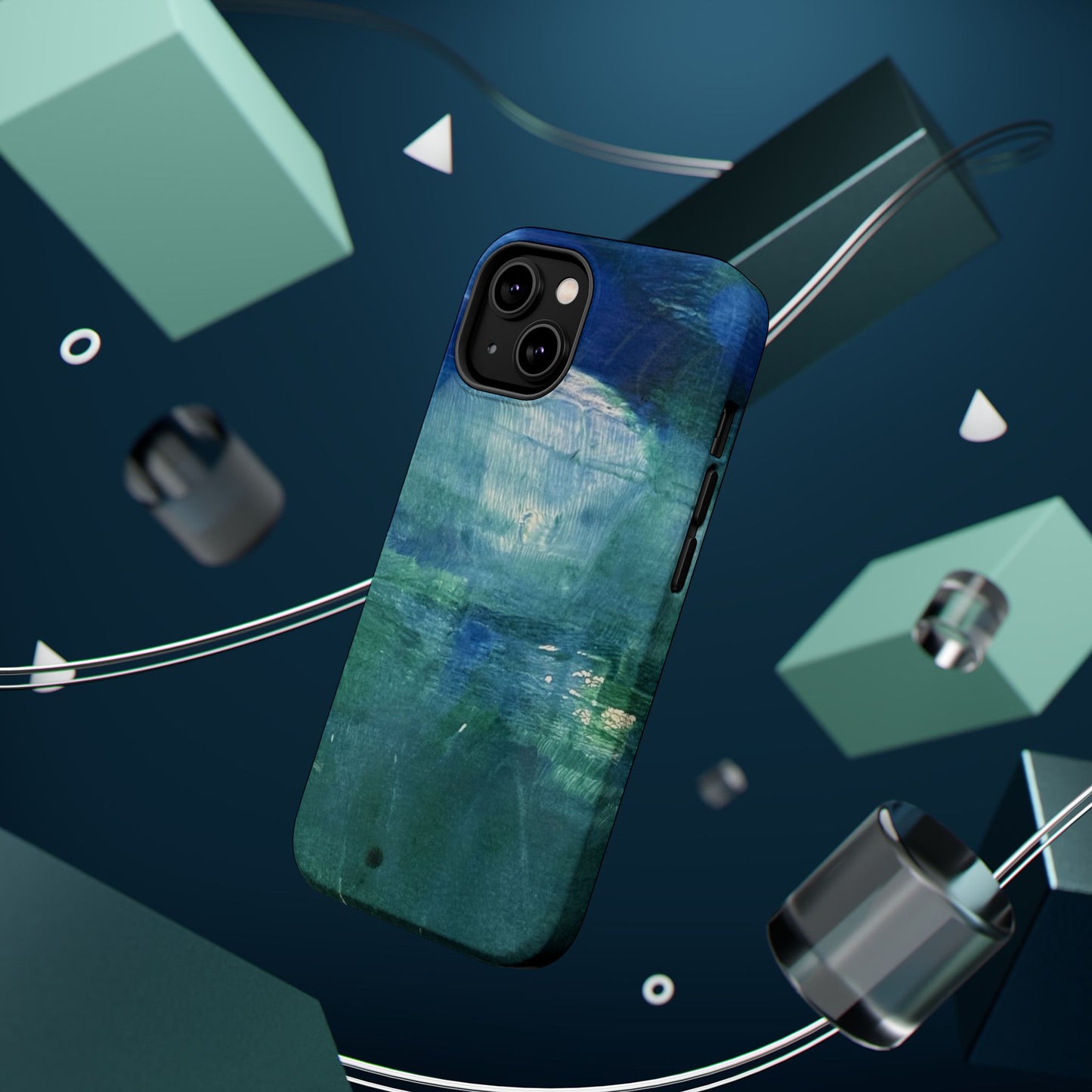 Where the Water Sleeps Magnetic Impact-Resistant Phone Case — Abstract Ocean Blue Art Blues Teal Green