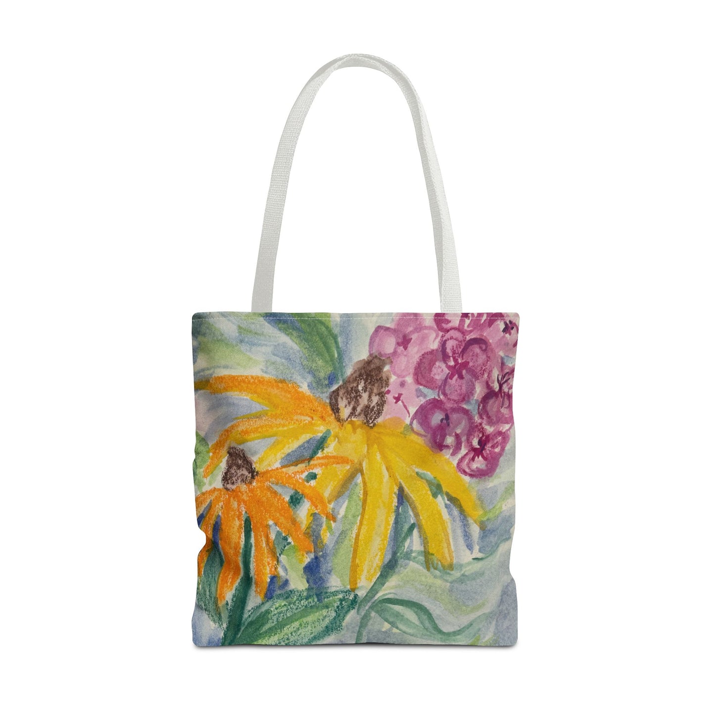 Watercolor Coneflowers and Phlox Tote Bag | Floral Garden Art Book Bag