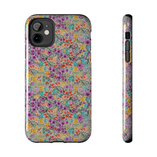 Wildflower Harmony  Watercolor Wildflower Phone Case – Colorful Floral Botanical Design Tough Phone Case