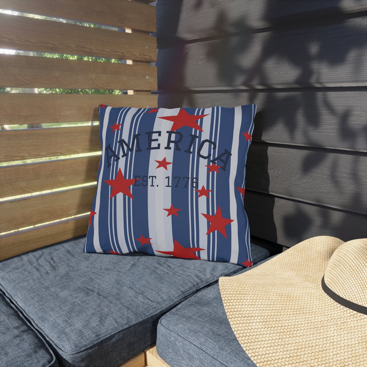 Americana Est. 1776 Pillow  Heritage Blue Outdoor Pillows