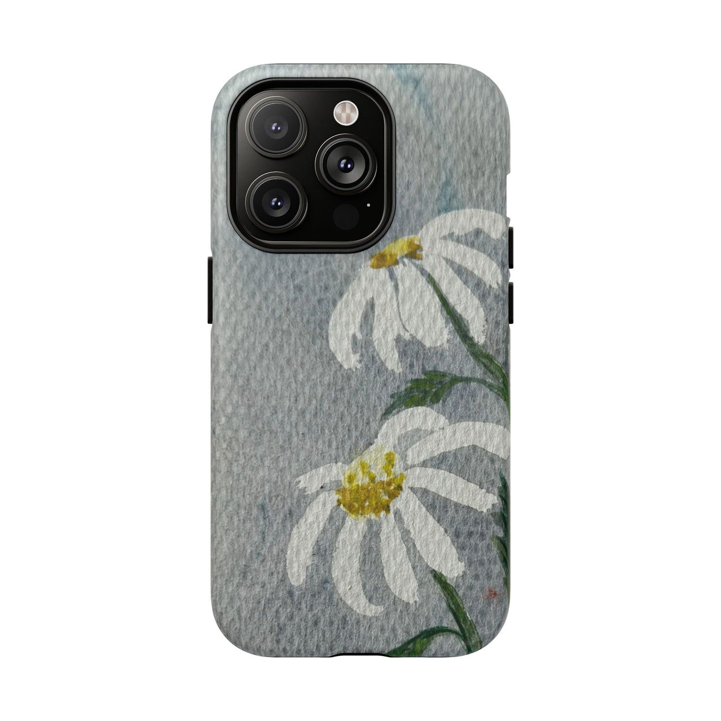 Phone case with floral design on a gray background