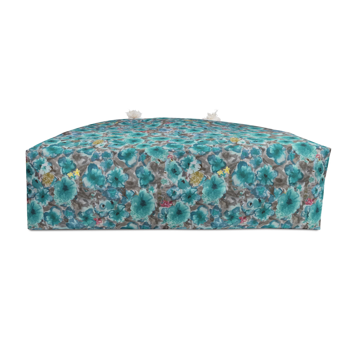 Turquoise Watercolor Floral Weekender Bag — side view