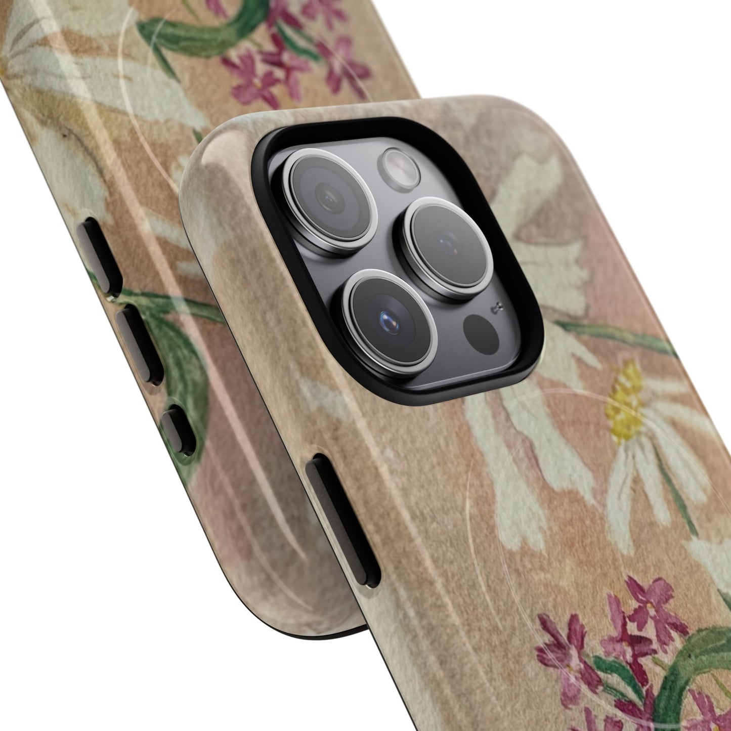 Floral Daisies Tough Magnetic Phone Case — Vintage Wildflower Design