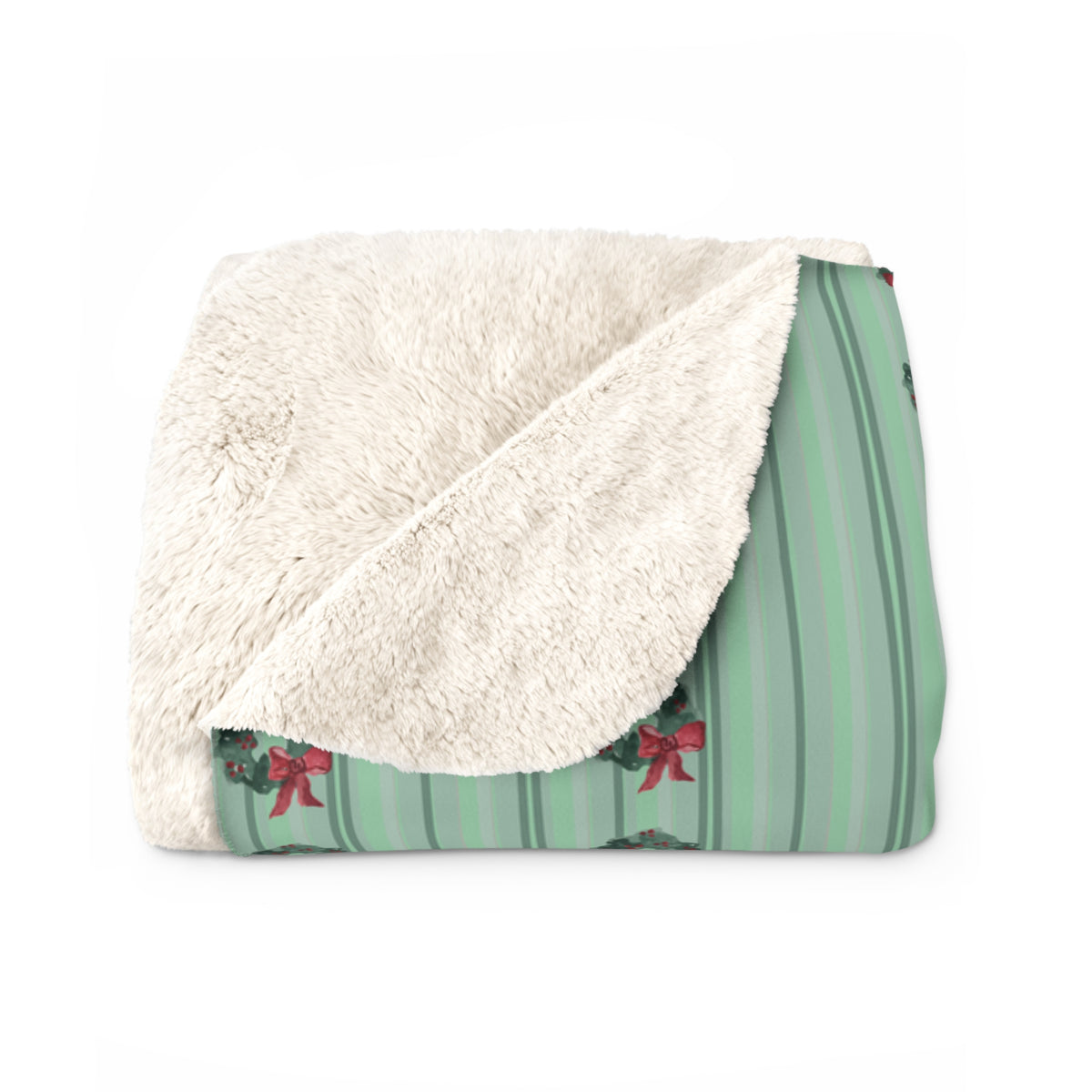 Floral Watercolor Sherpa Fleece Blanket — folded, showing the sherpa fleece (view 2)