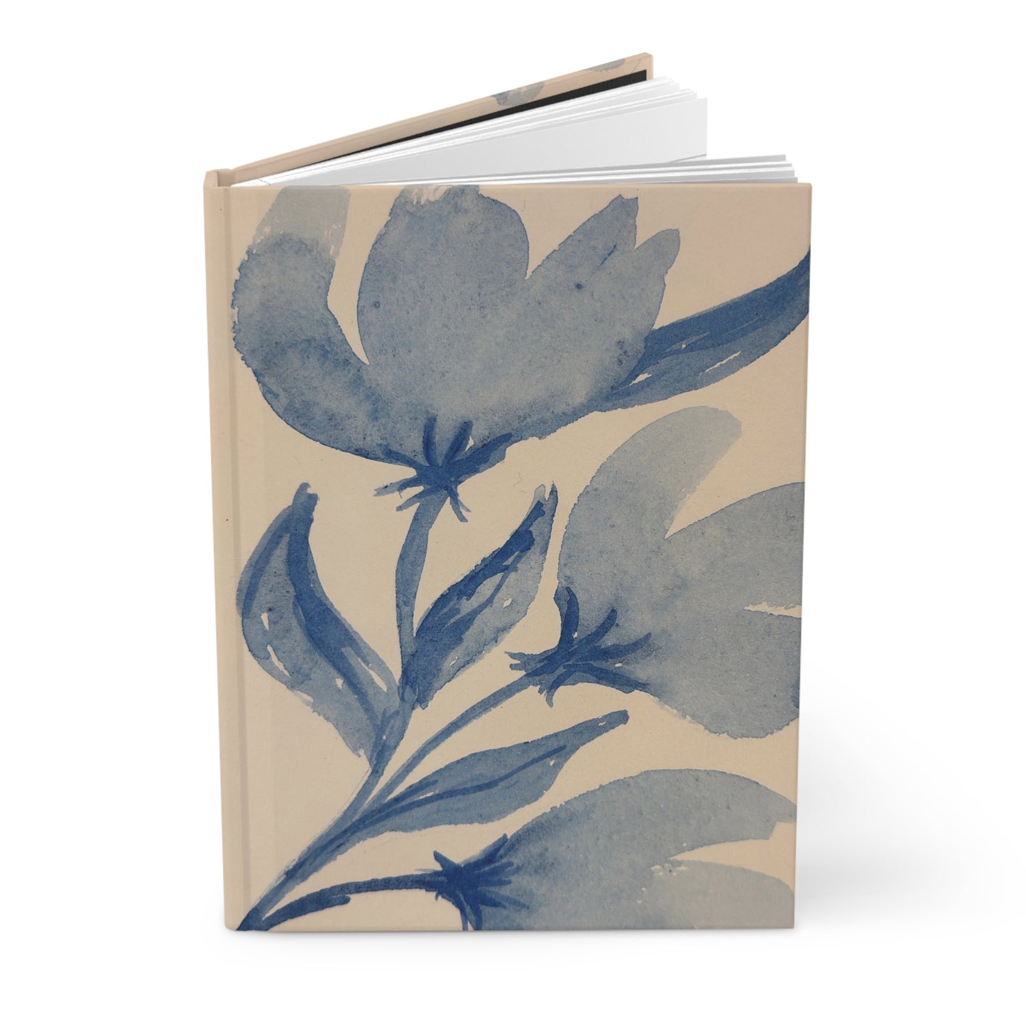 Blooming in Blue Watercolor Floral Hardcover Journal — Matte Notebook for Notes & Journaling