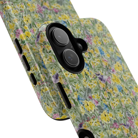 Wildflower Meadow Tough Magnetic Phone Case Watercolor Floral Botanical Case