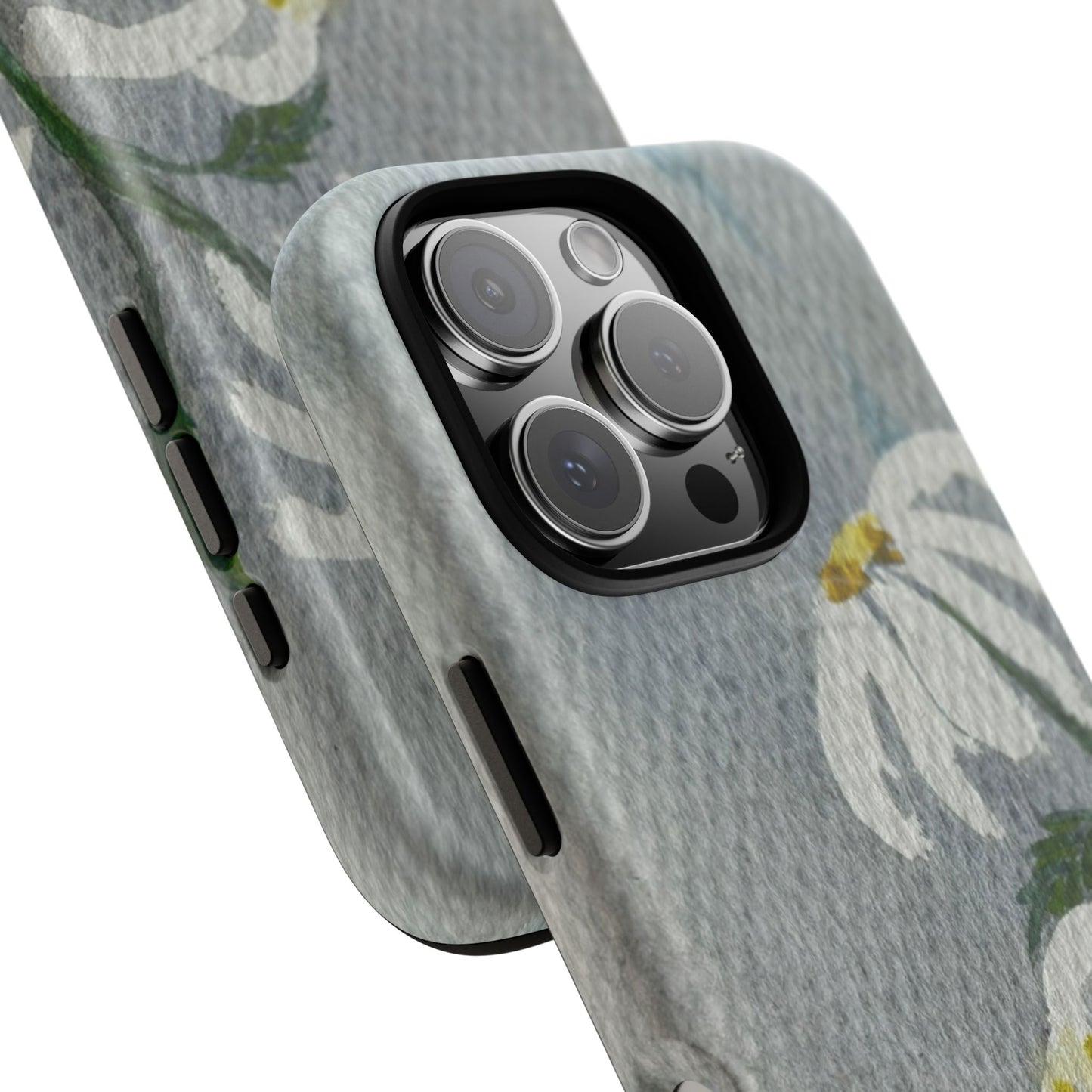 Phone case with floral design on a white background