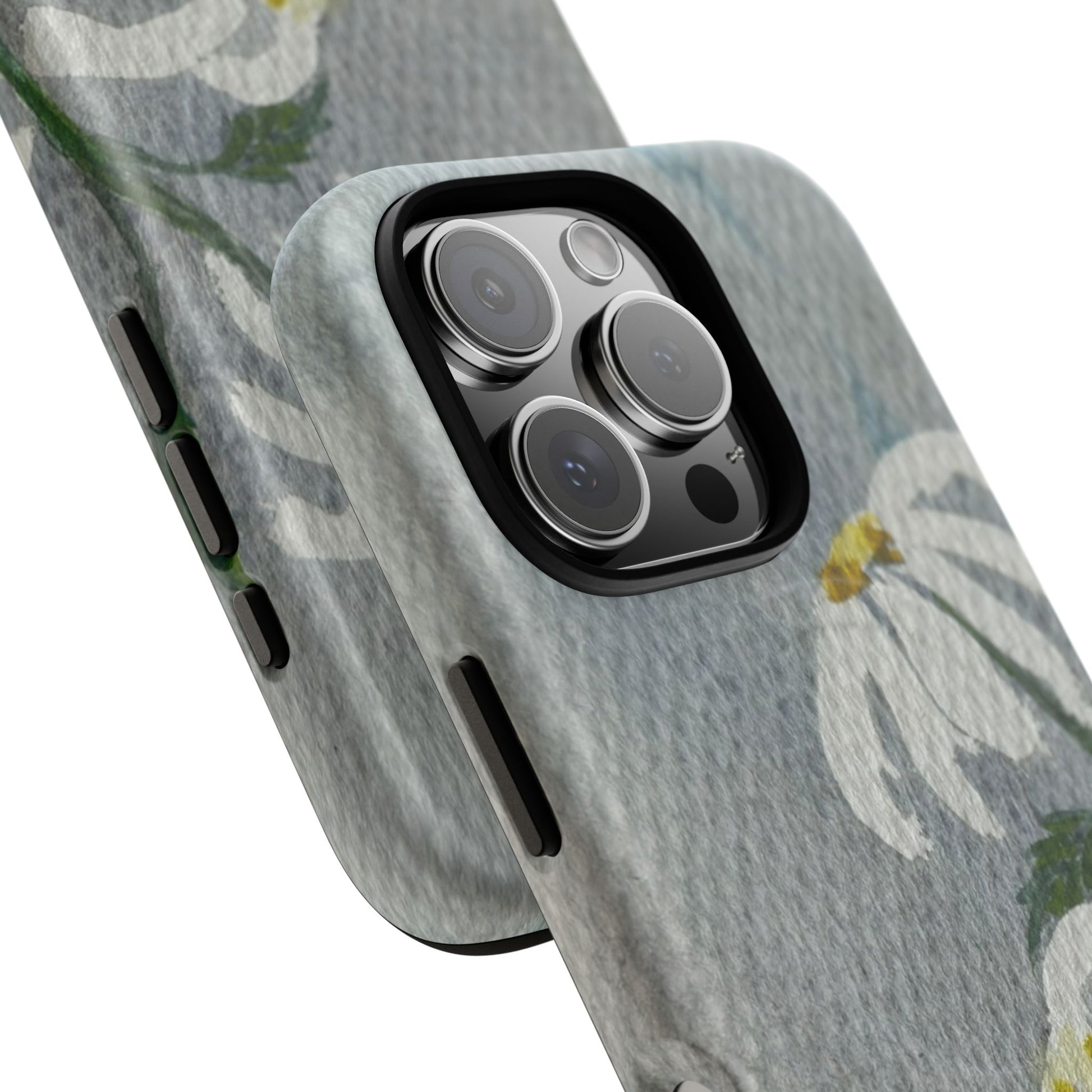 Phone case with floral design on a white background