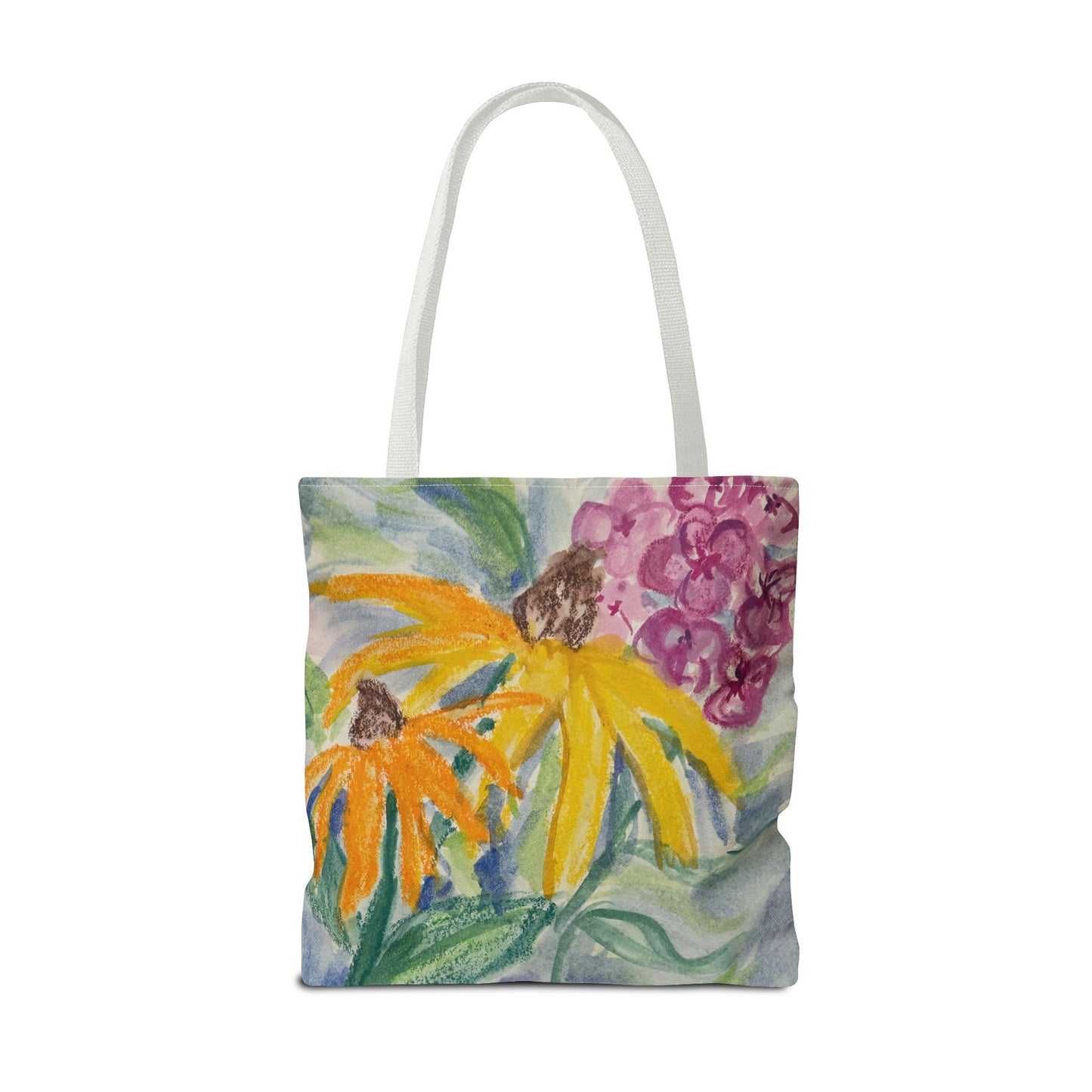Watercolor Coneflowers and Phlox Tote Bag | Floral Garden Art Book Bag