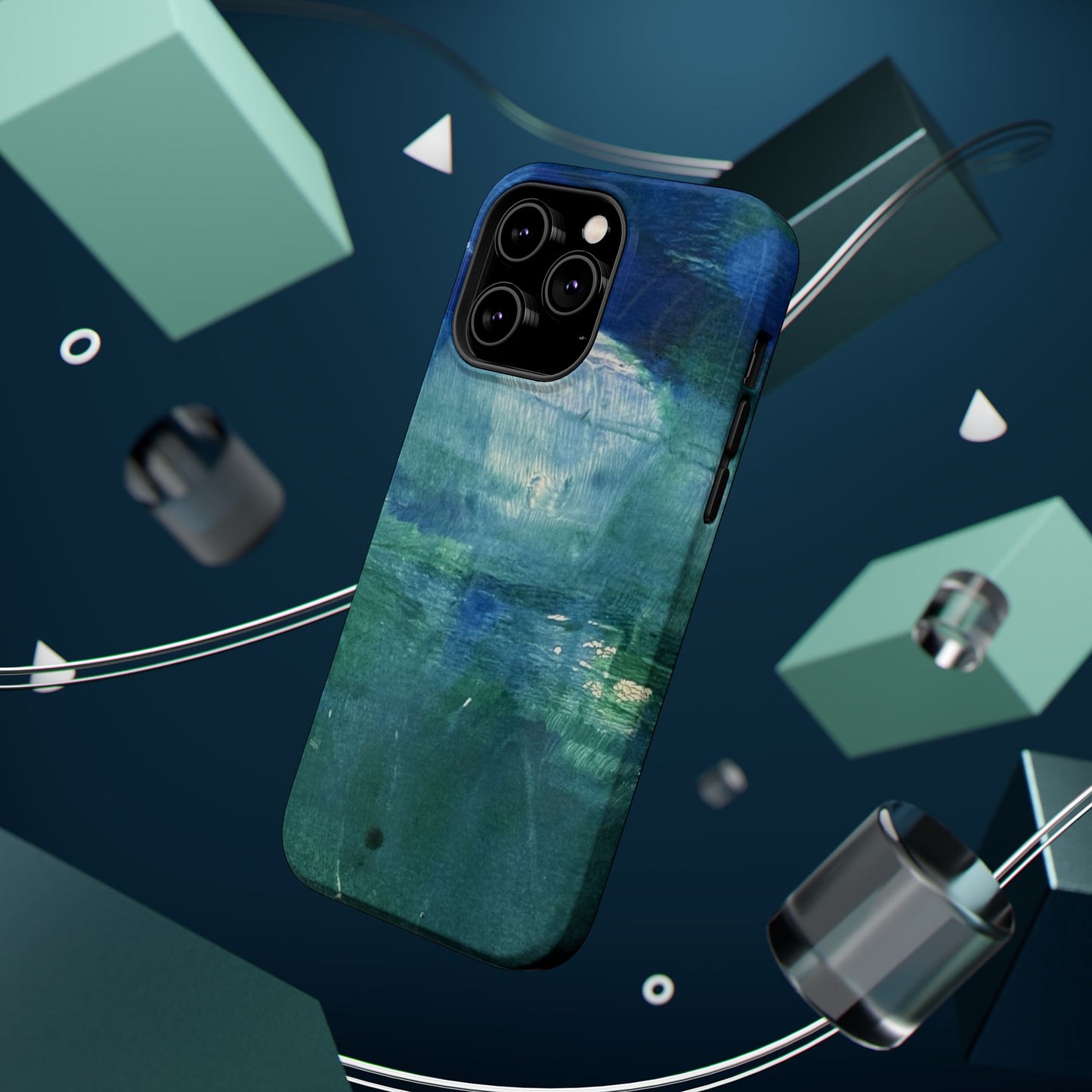 Where the Water Sleeps Magnetic Impact-Resistant Phone Case — Abstract Ocean Blue Art Blues Teal Green