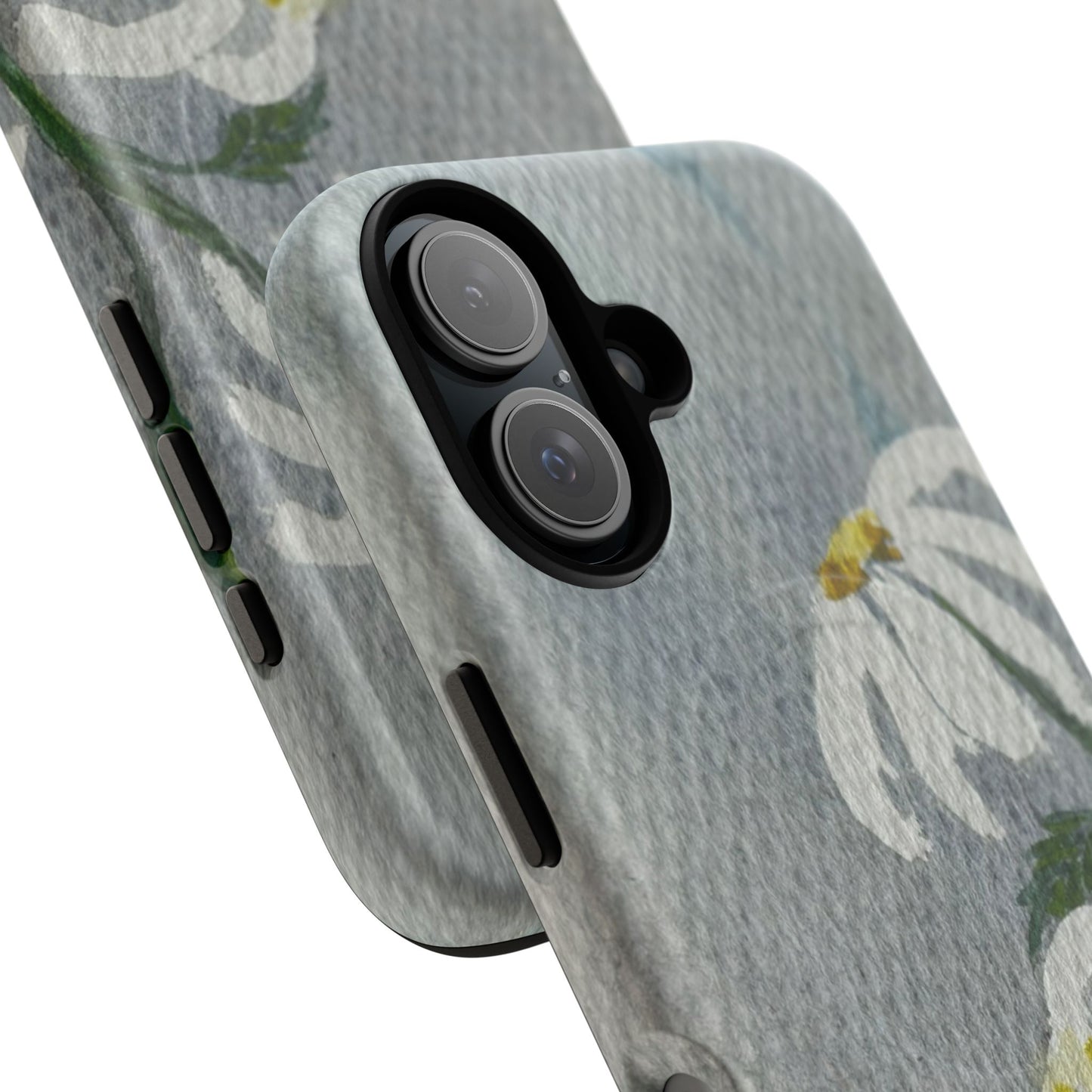 botanical iphone case with simple daisy composition and watercolor texture