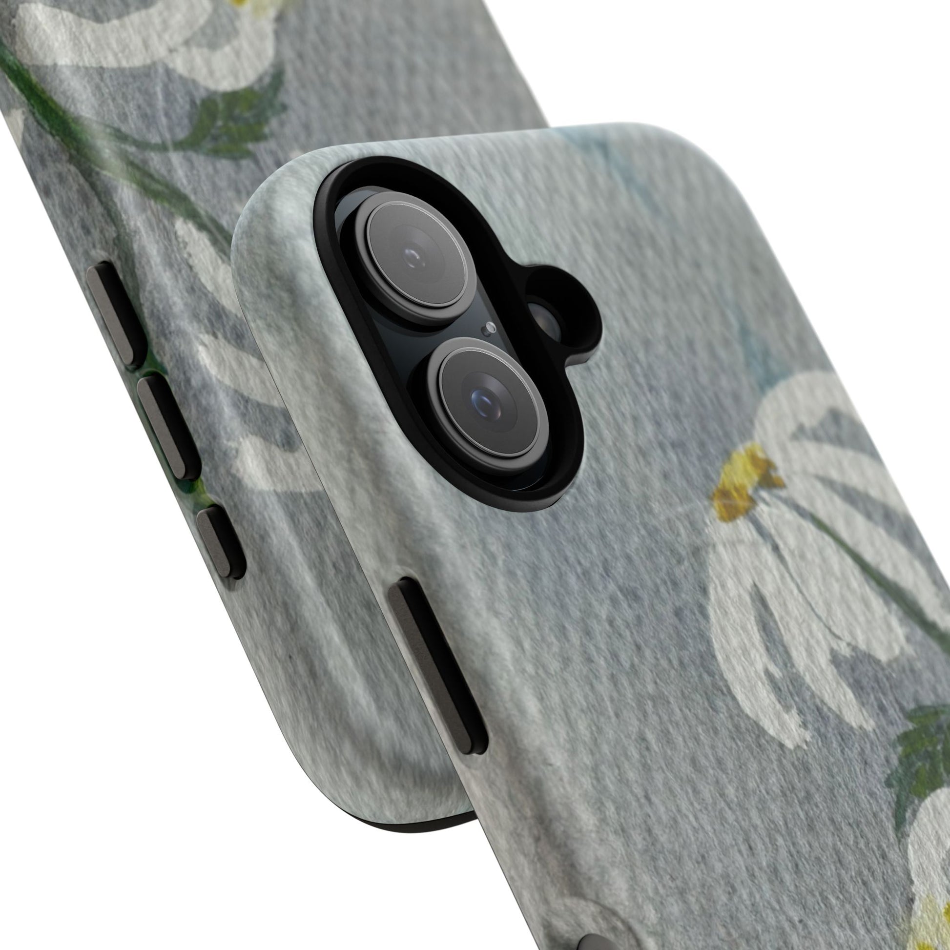 botanical iphone case with simple daisy composition and watercolor texture