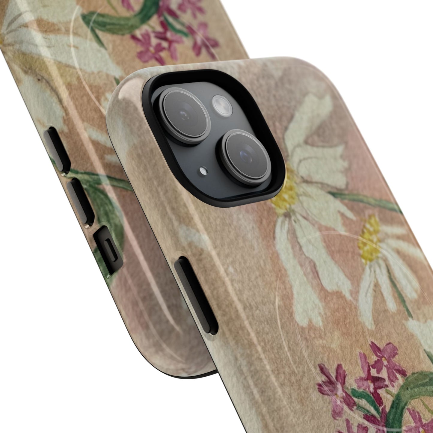 Floral Daisies Tough Magnetic Phone Case — Vintage Wildflower Design