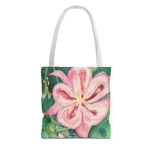 Pink columbine Tote Bag | Romantic Flower Market Tote  Pastel Botanical Shoulder Bag  Cottagecore Bloom Tote  Artistic Garden  Carryall