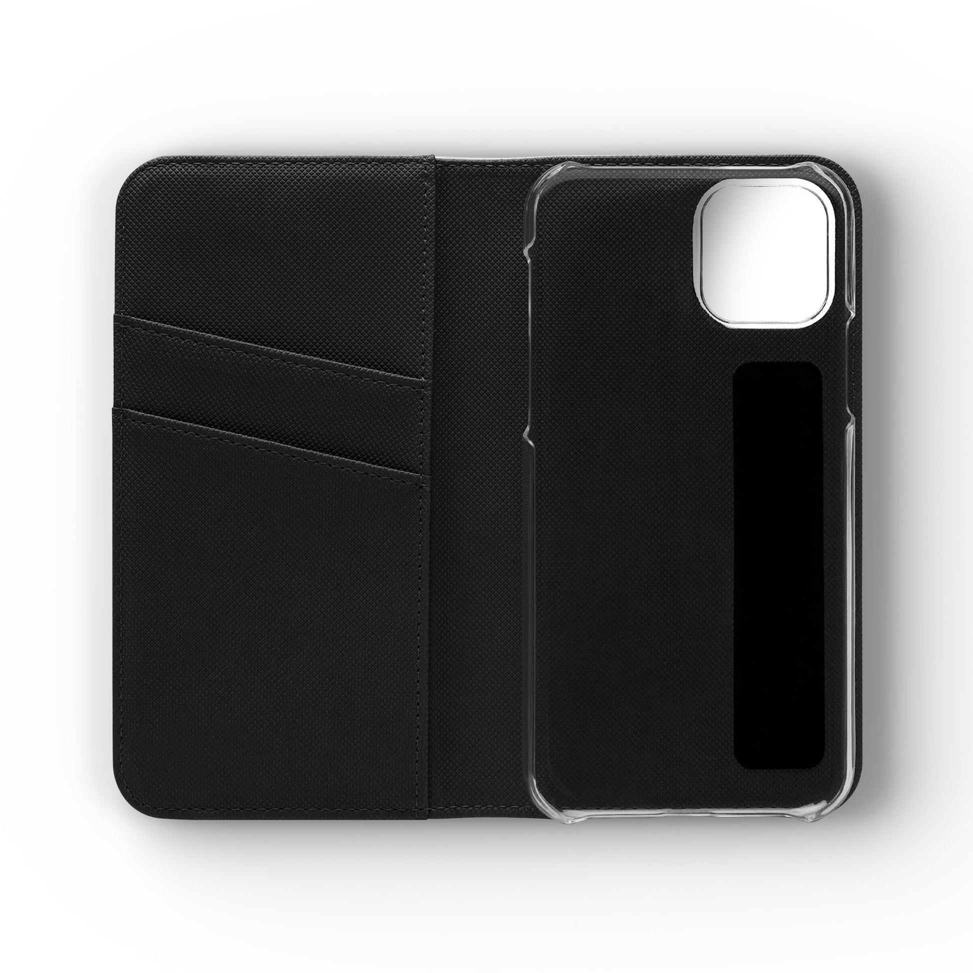 Inside Floral wallet phone case interior with card slots and protective phone holder.