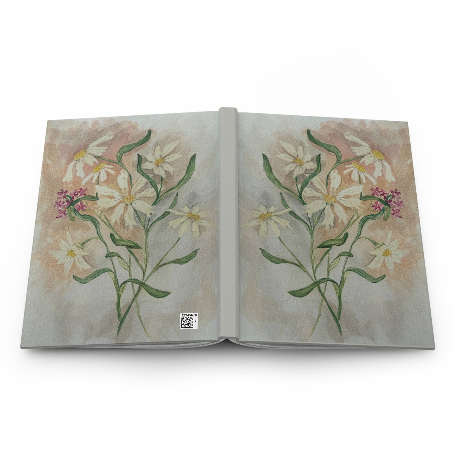 Open book with floral illustrations on a white background