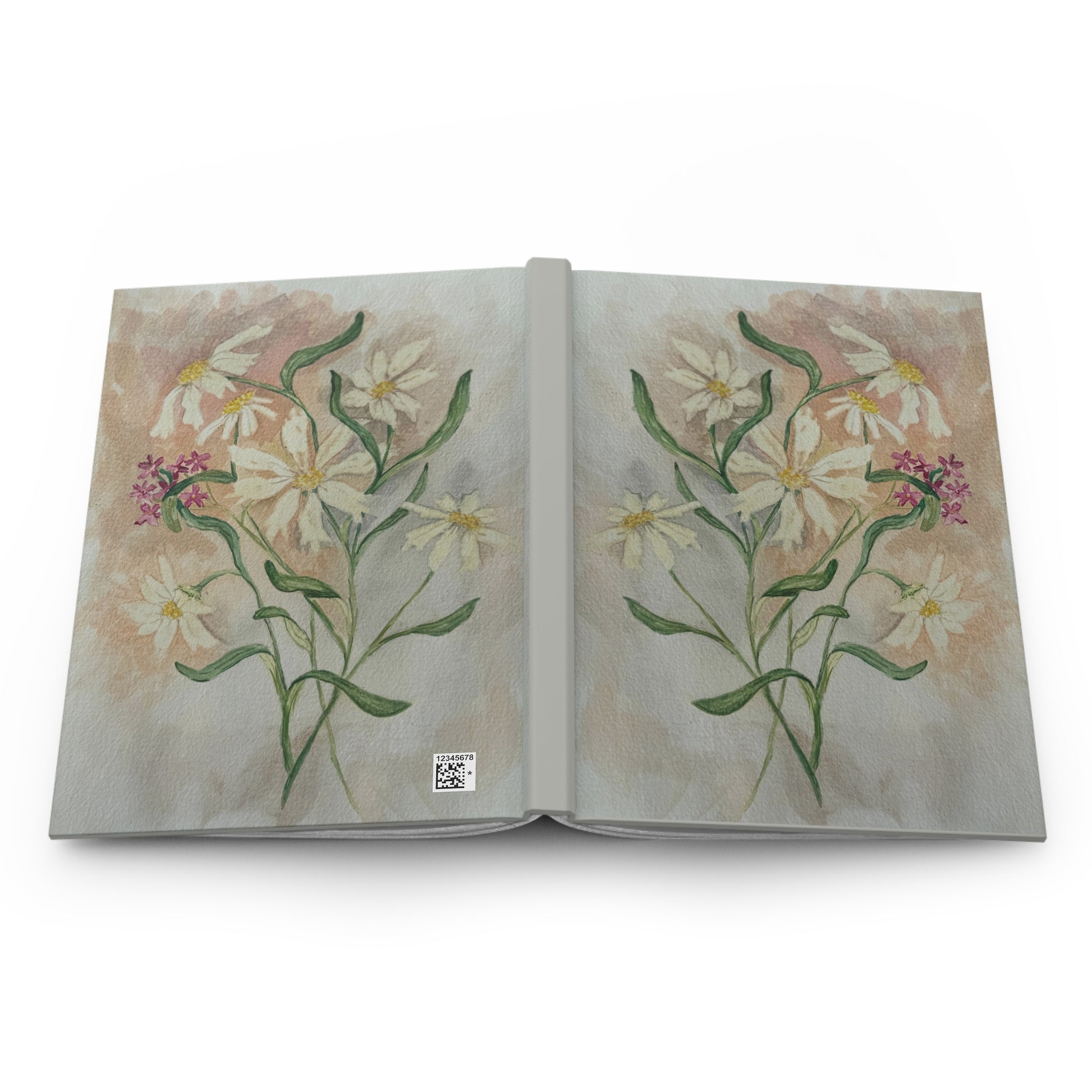 Open book with floral illustrations on a white background
