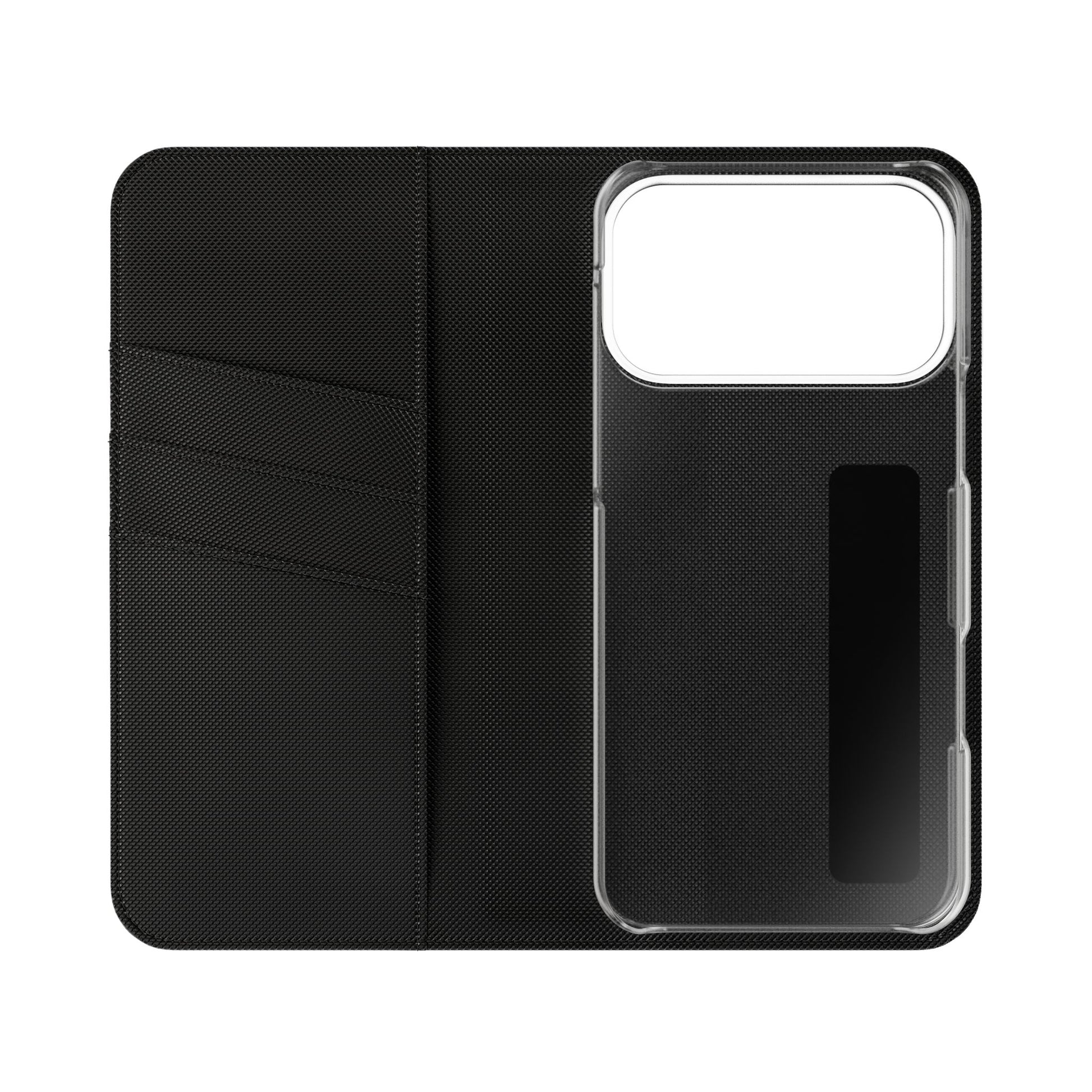 Inside Floral wallet phone case interior with card slots and protective phone holder.