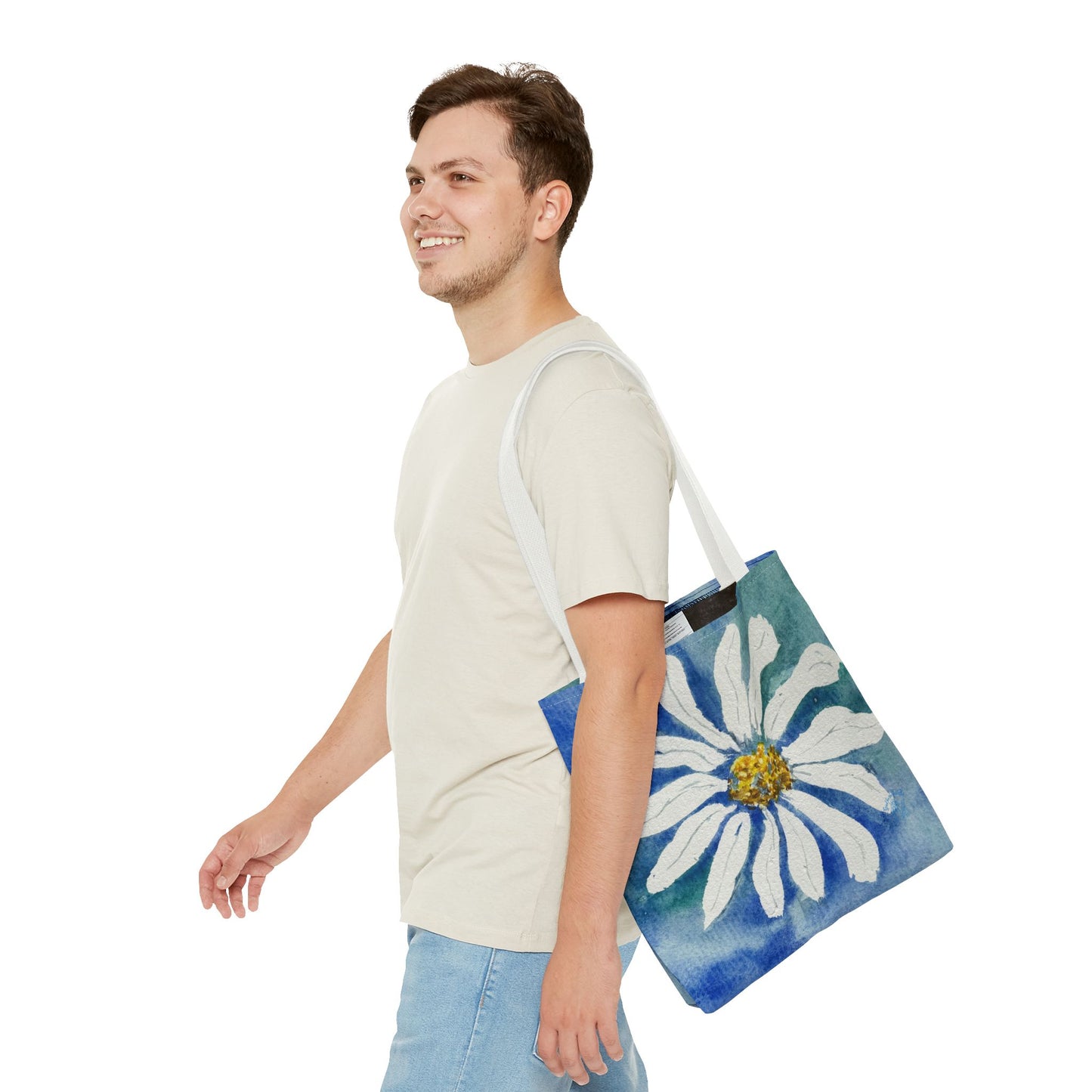 White Daisy Painting Tote Bag | Floral Watercolor Art