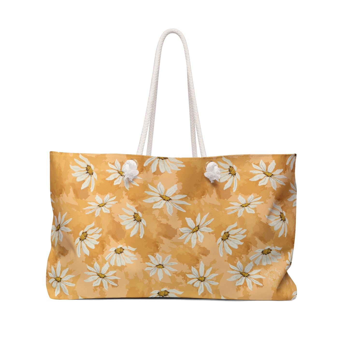 Golden Hour Daisy Weekender Bag – Overnight Travel, Beach & Market Tote Warm Honey Daisy Print