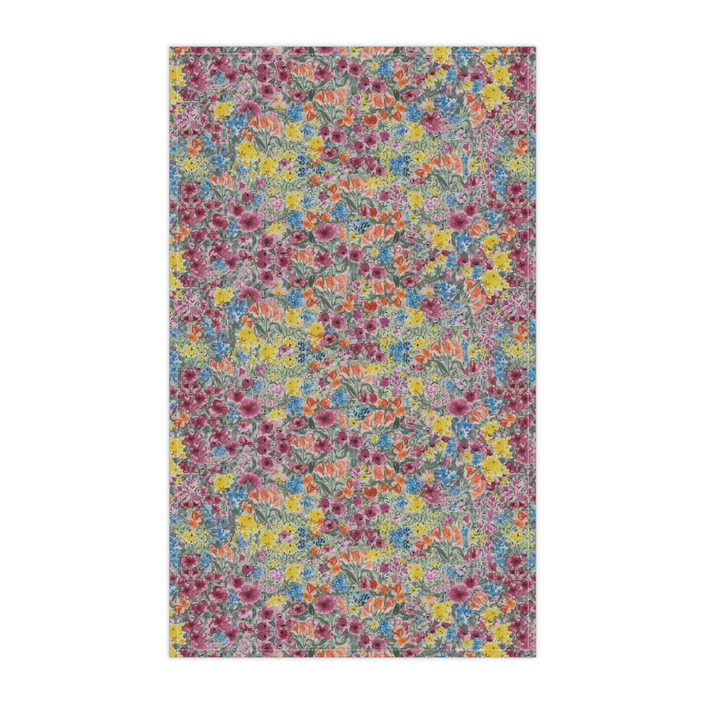 Multicolored floral patterned rug on a white background