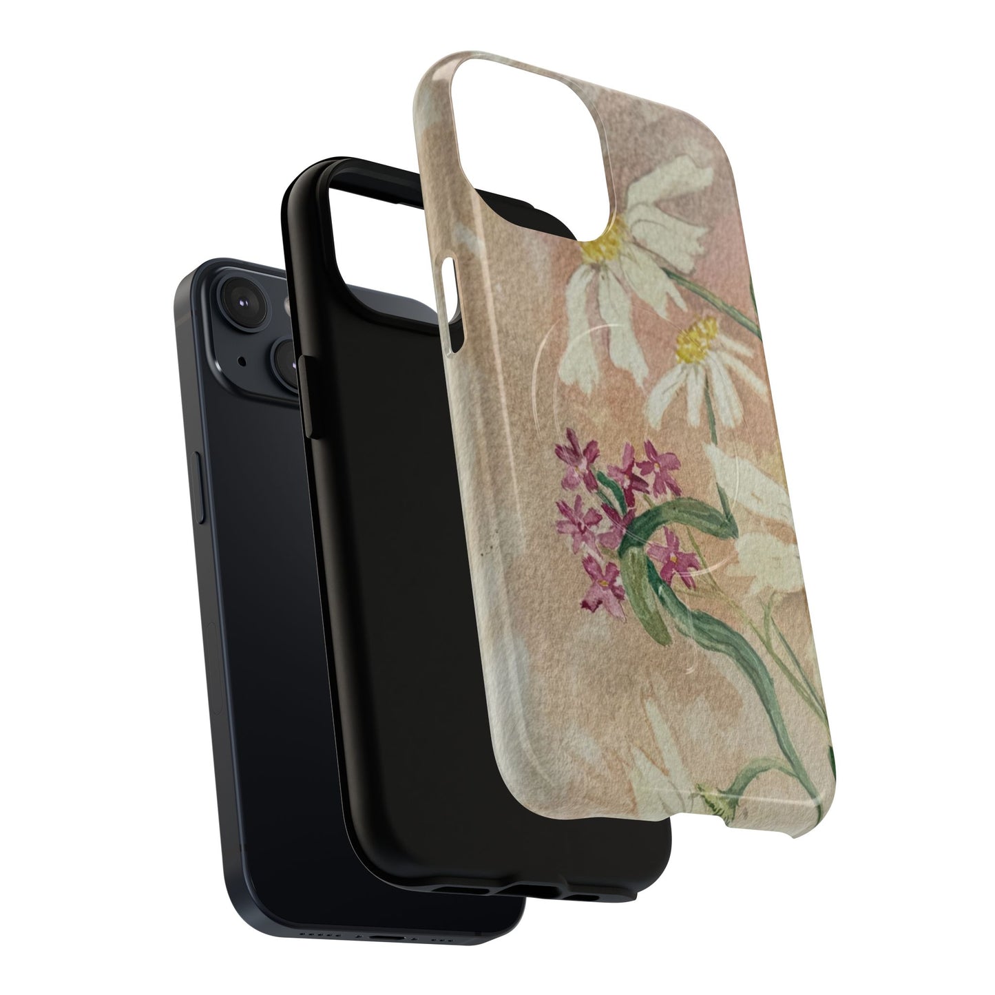 Floral Daisies Tough Magnetic Phone Case — Vintage Wildflower Design