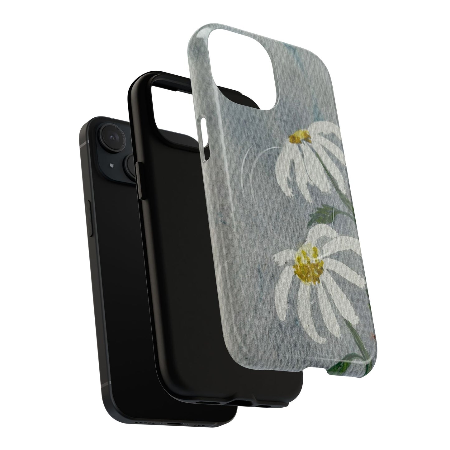 Phone case with floral design on a white background