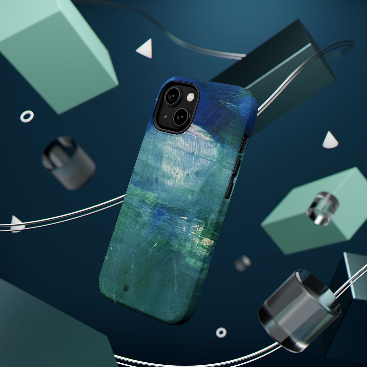 Where the Water Sleeps Magnetic Impact-Resistant Phone Case — Abstract Ocean Blue Art Blues Teal Green