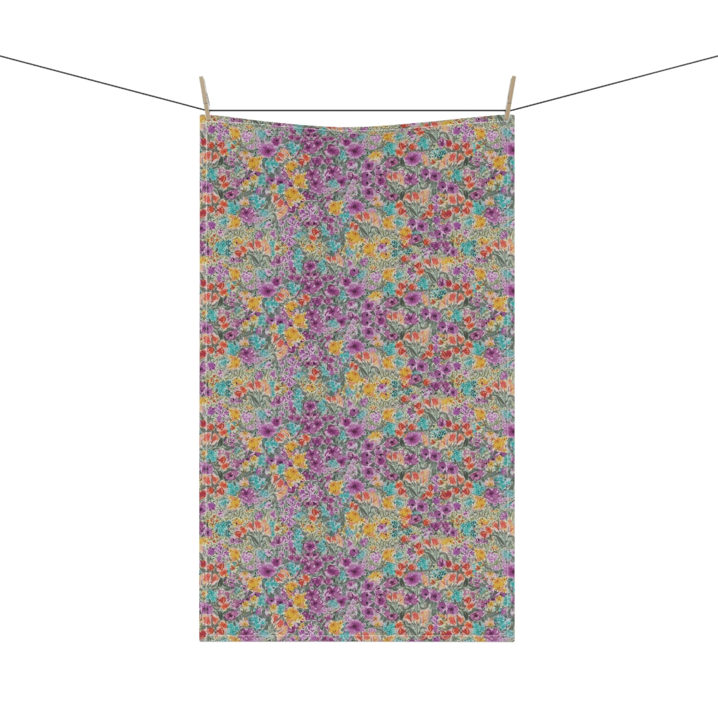 Wild Flower Meadow Purple and Orange  Tea Towels (cotton)
