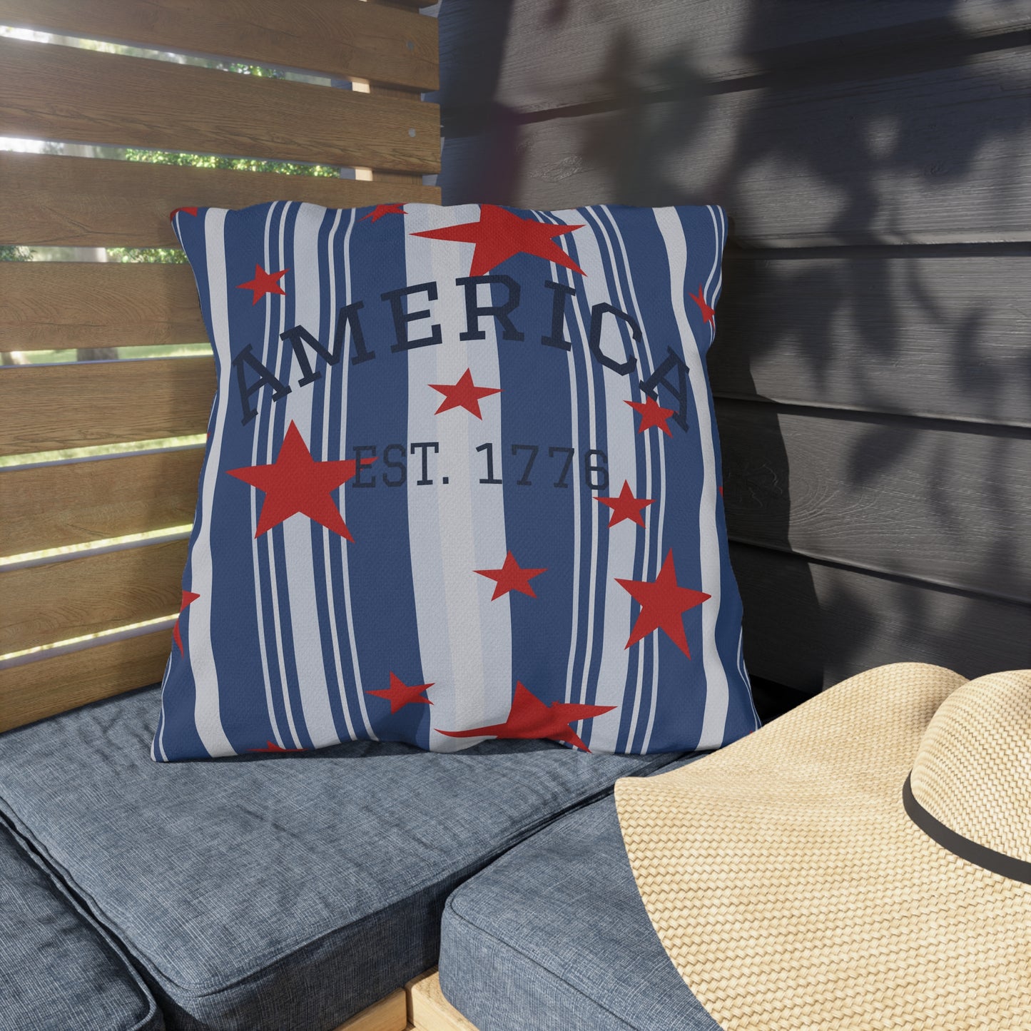 Americana Est. 1776 Pillow  Heritage Blue Outdoor Pillows