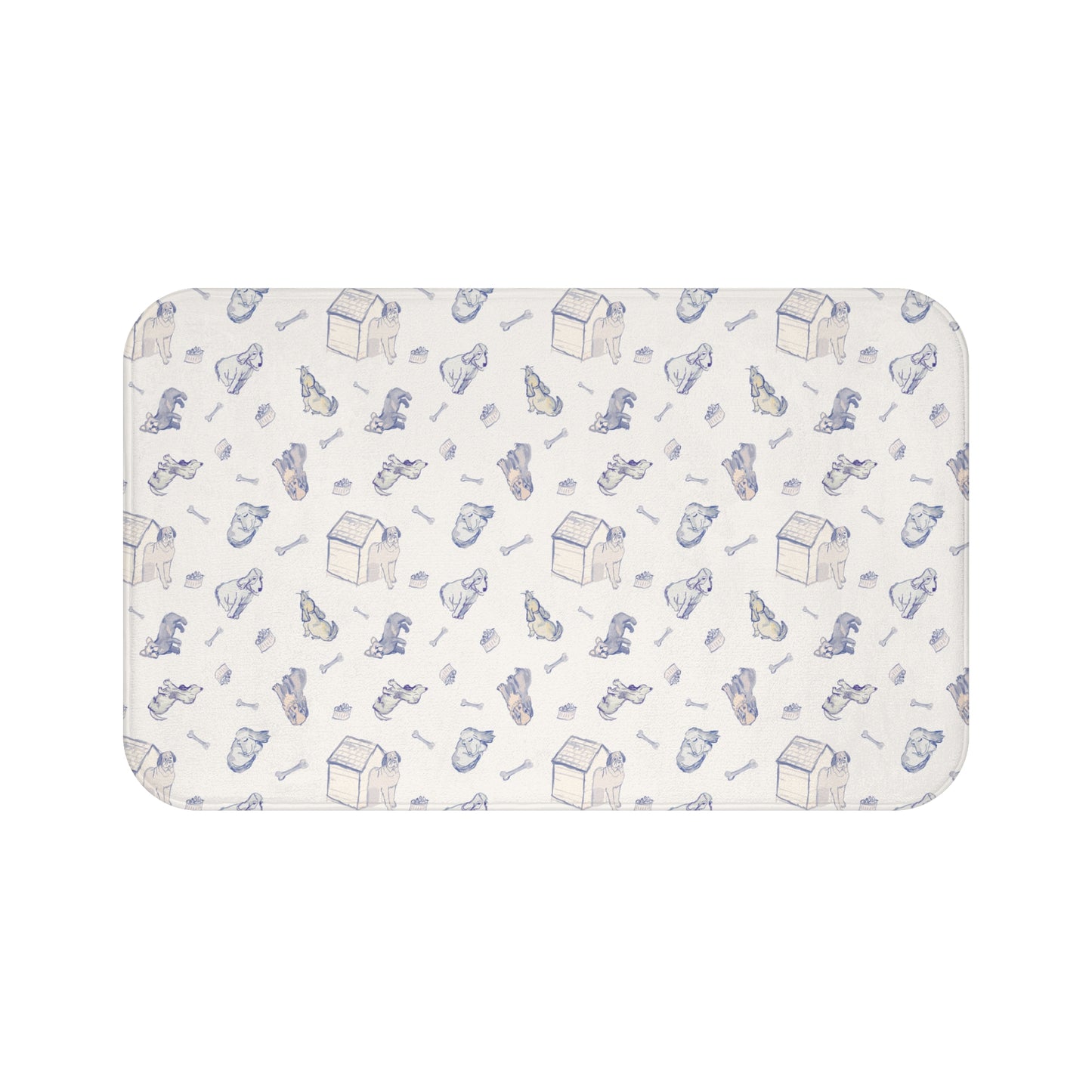 Blue Dog On Cream Scatter Bath Mat