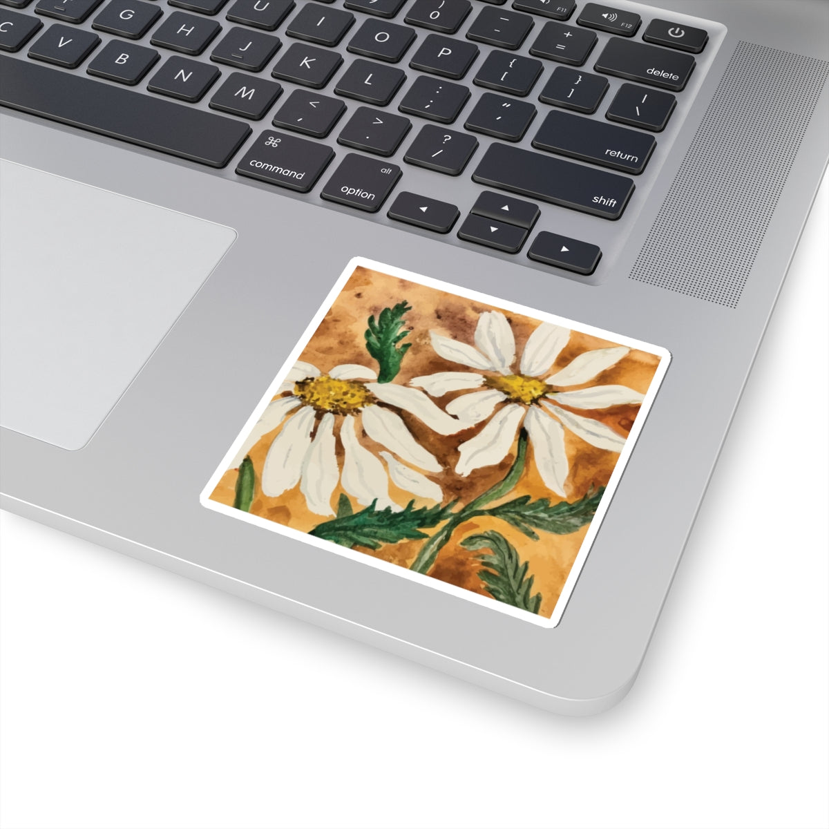 Golden Hour Daisy Watercolor Sticker — Hand-Painted Floral Kiss-Cut Sticker