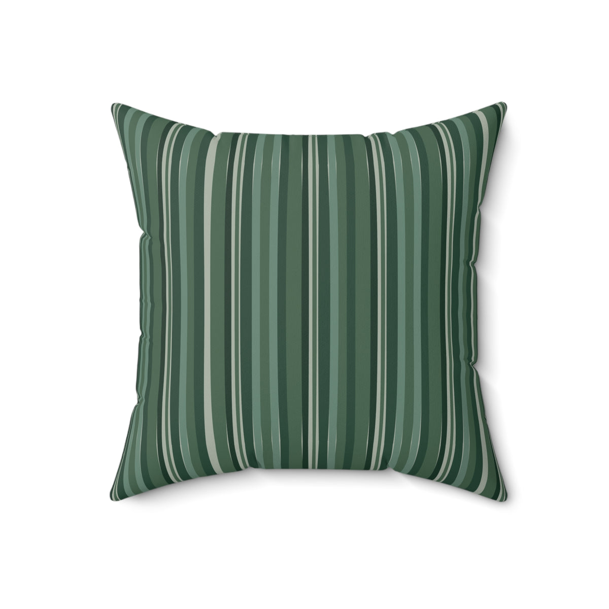 Green Stripe Faux Suede Throw Pillow — 18" × 18"