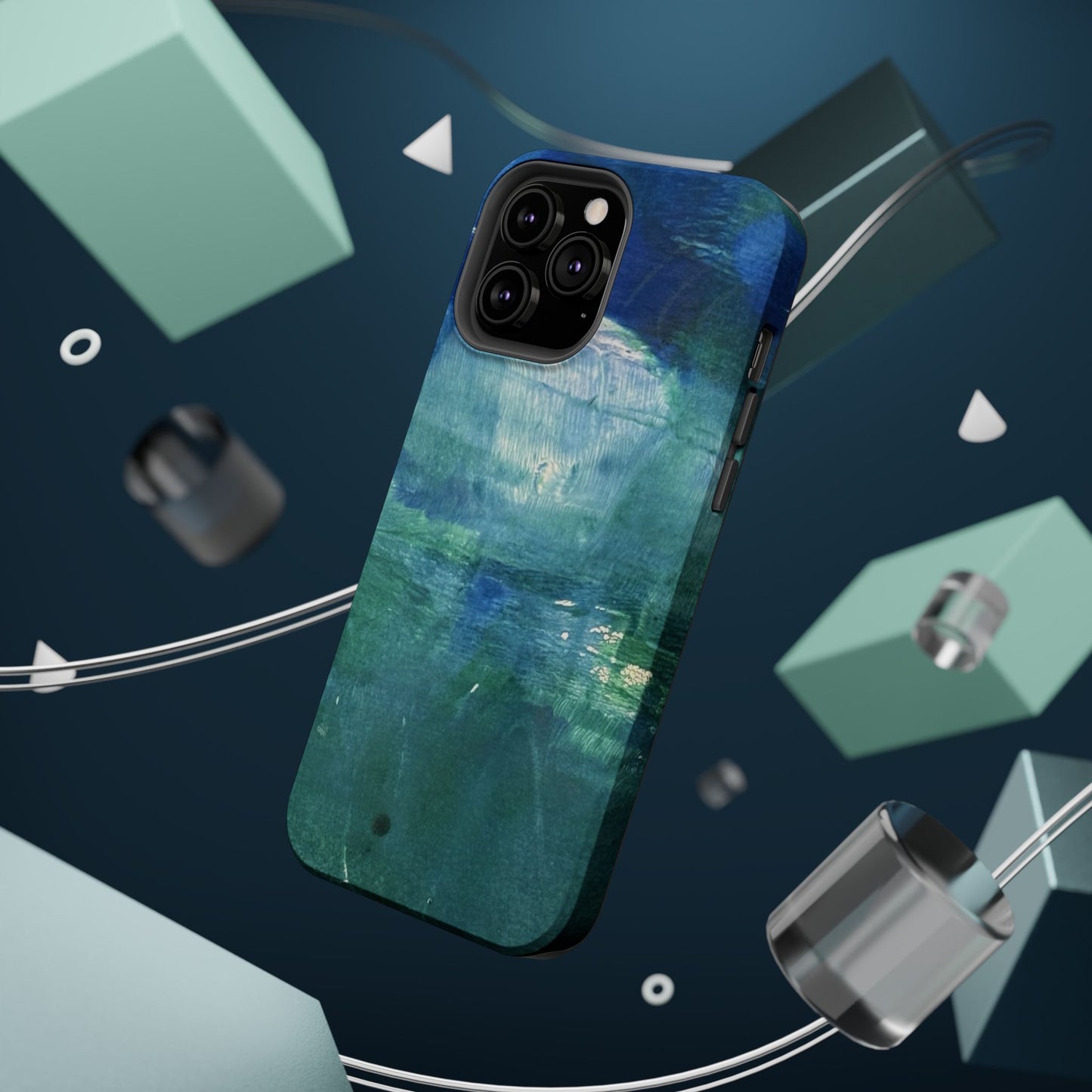 Where the Water Sleeps Magnetic Impact-Resistant Phone Case — Abstract Ocean Blue Art Blues Teal Green