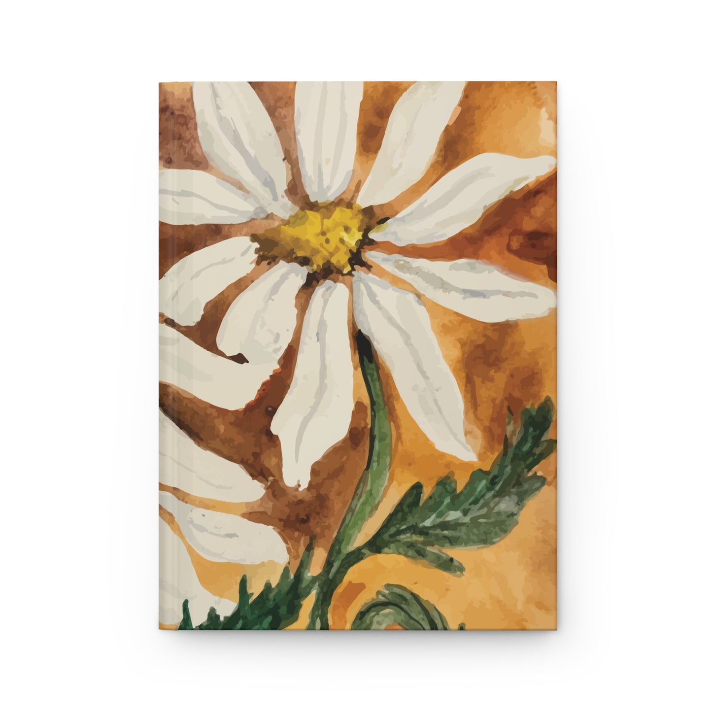 Golden Hour Daisy Watercolor Hardcover Journal – Botanical Floral Notebook