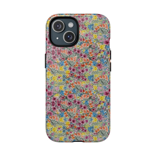 Meadow Blooms Floral Tough Phone Case — Colorful Wildflower Protective Cover