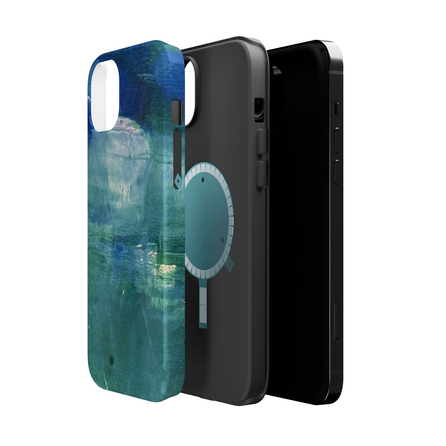 Where the Water Sleeps Magnetic Impact-Resistant Phone Case — Abstract Ocean Blue Art Blues Teal Green