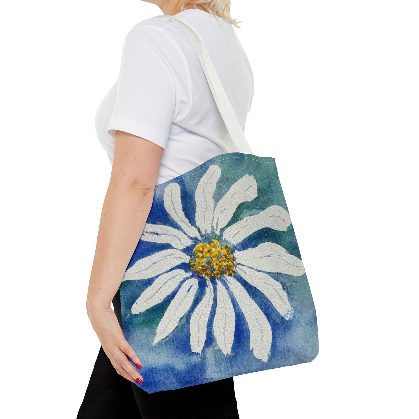 White Daisy Painting Tote Bag | Floral Watercolor Art