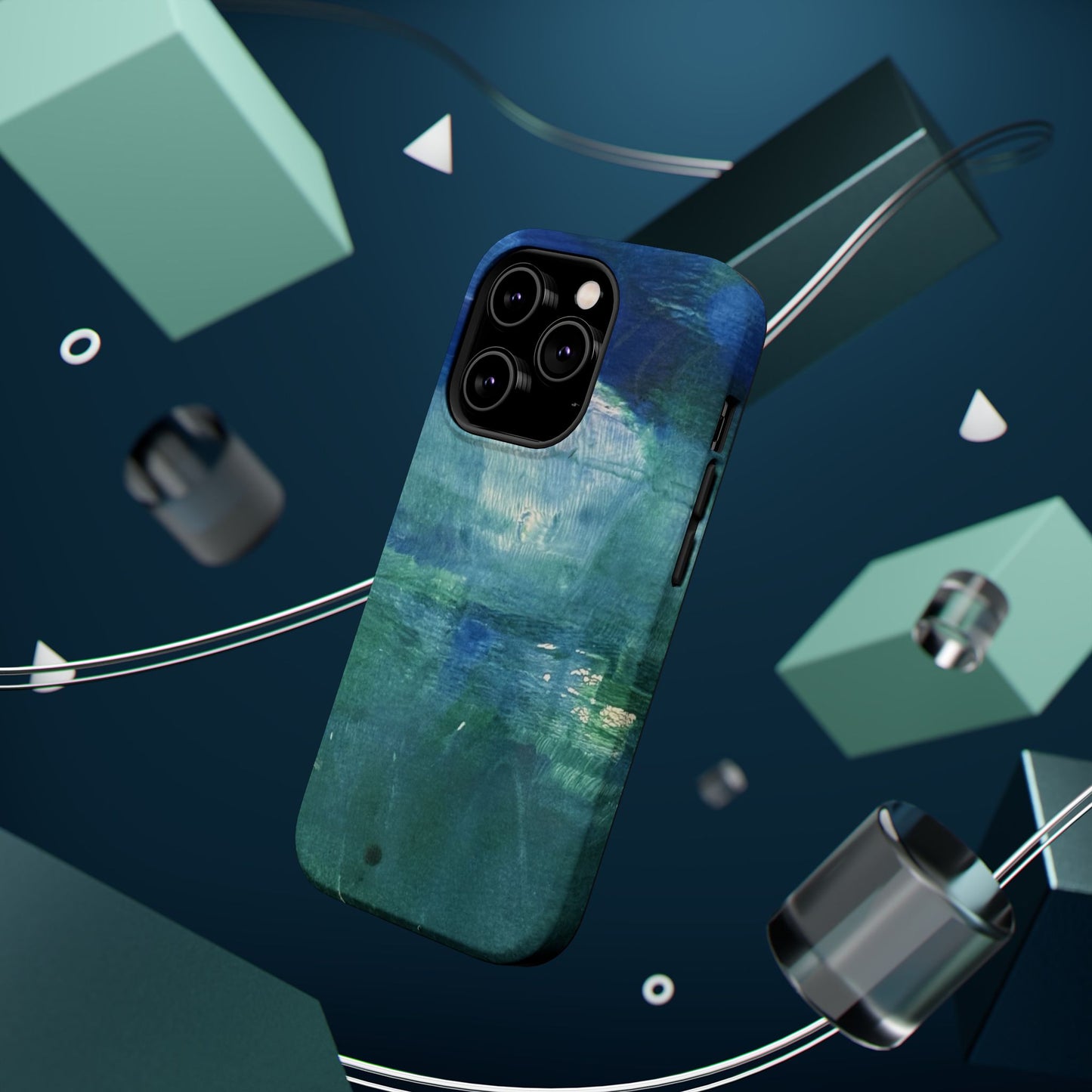 Where the Water Sleeps Magnetic Impact-Resistant Phone Case — Abstract Ocean Blue Art Blues Teal Green