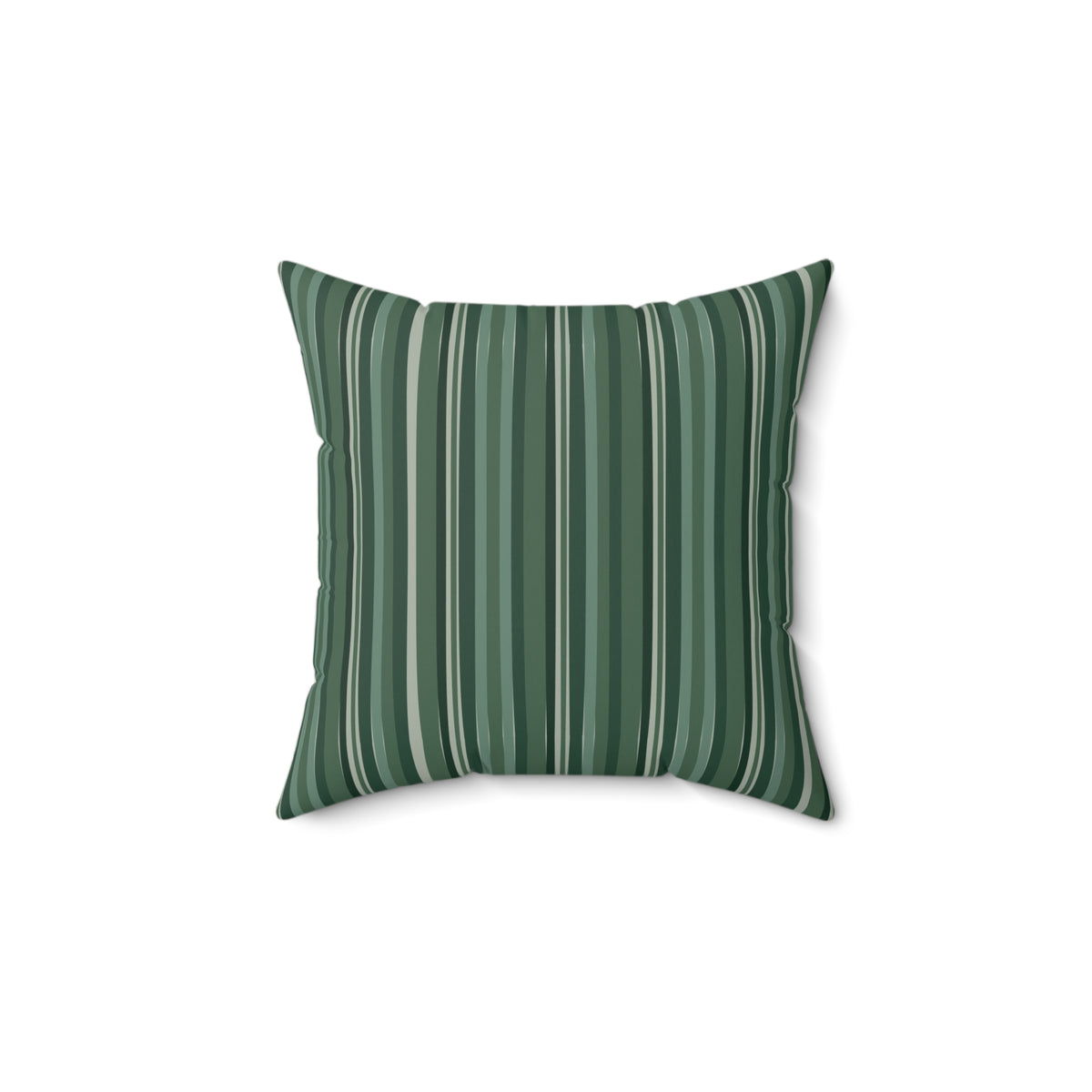 Faux suede throw pillow with a nature-inspired green stripe design